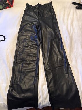 Zara Black Wide Leg Faux Leather Pants